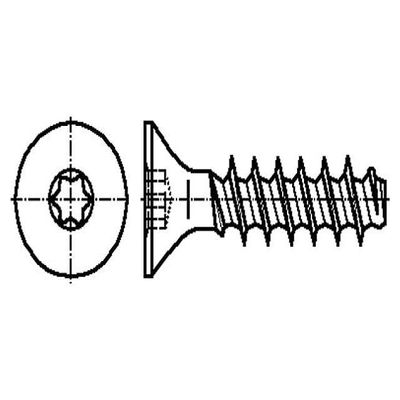 100x 3757653 Screw for Plastic 2.5 x 8 mm, Countersunk Torx Head, Zinc, BOSSARD