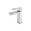 304 Stainless Steel Square Single-Hole Hot and Cold Bathroom Sink Faucet, Silver view 1