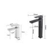 304 Stainless Steel Square Single-Hole Hot and Cold Bathroom Sink Faucet, Silver view 2