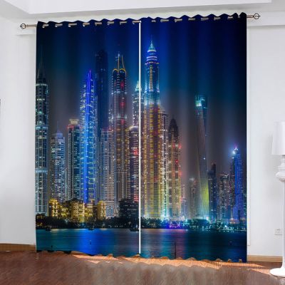 GELOUT Blackout Curtains, 3D Digital Print, City View, 183 x 116 cm