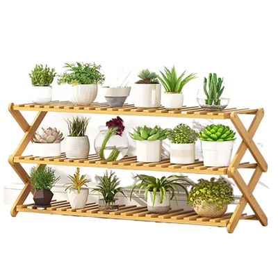 Bamboo Wood Plant Stand, Folding Flower Rack for Indoor, Home Terrace, and Garden, Tiered Stand (Color: A, Size: 38 × 31 × 100 cm)