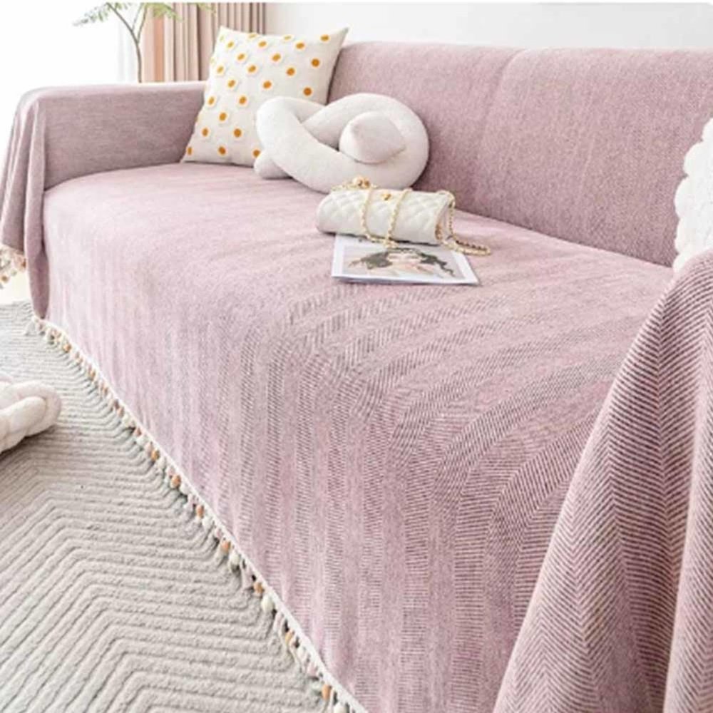 YWQJL Velvet Sofa Throw for L-Shaped Sectional, Non-Slip, Water-Resistant, Lilac, 180 x 130 cm