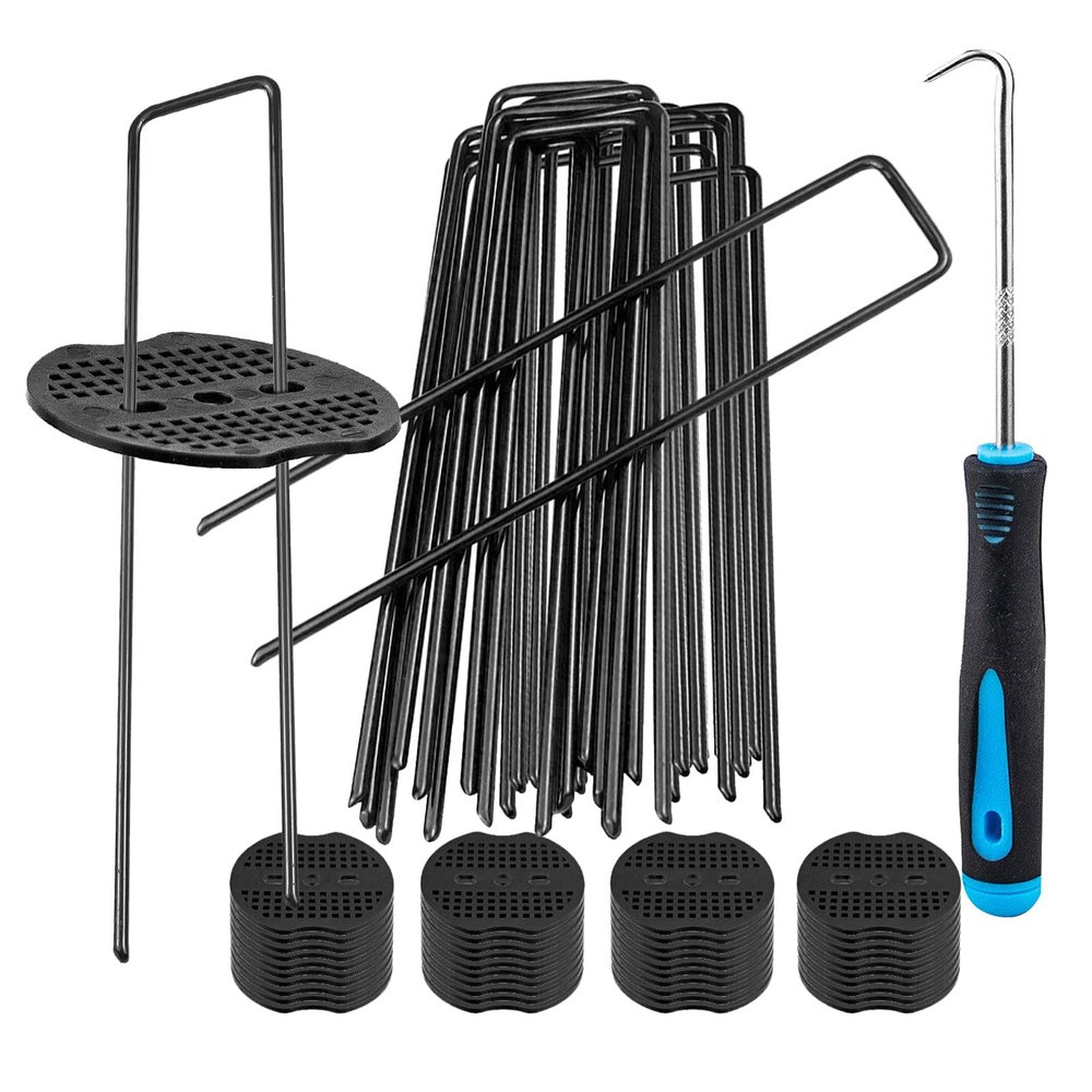 COONE U-Shaped Garden Staples with Washers and Pick Hook