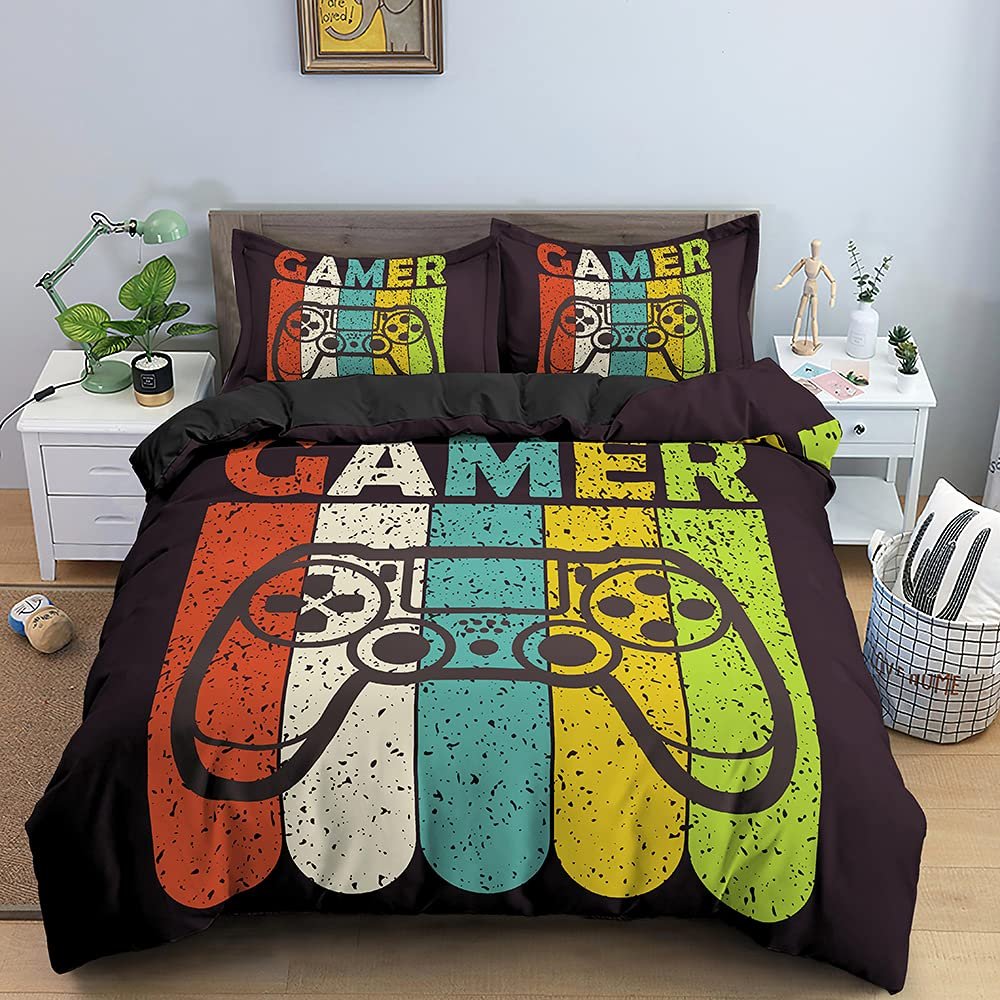 Gaming Bedding Set 200 x 200 cm with Gradient Design, 3-Piece Set