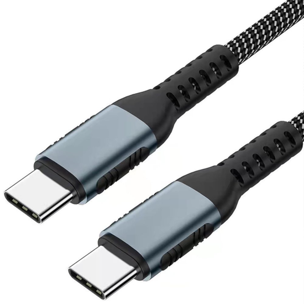 100W USB-C to USB-C Cable, 1 m, Braided, Gray