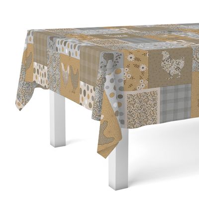 Martina Home Patch Oilcloth Tablecloth, 140 x 140 cm, Beige