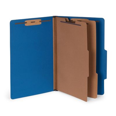 Blue Summit Legal-Size Classification Folders, 2 Dividers, Navy, 10-Pack