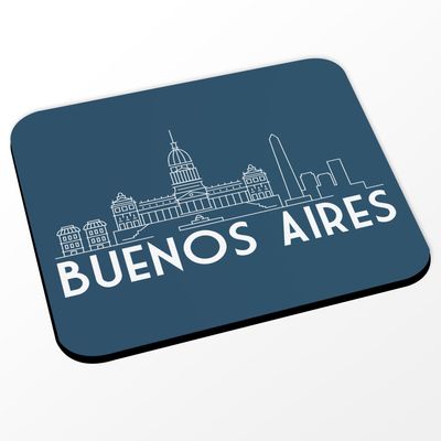 Fabulous Mouse Pad, Blue Buenos Aires Minimalist Travel Postcard Argentina (24 x 20 cm)