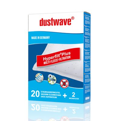 Dustwave 20 Vacuum Cleaner Bags for SWIRL S 62 – High-Efficiency, Multilayer Microfleece with Hygiene Closure – Made in Germany