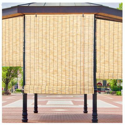 Retro Natural Bamboo Roller Blind, Reed Privacy Shade, Light-Filtering with Lift Mechanism, Customizable, 140 x 230 cm (W x H)