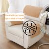 HYRAM Sherpa Fleece Armrest and Headrest Covers for Sofas and Armchairs, Nonslip Quilted Furniture Protectors, Camel, 2-Seater 4-Piece Set view 2
