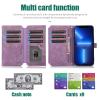 VQWQ Wallet Case for Samsung Galaxy A54 5G with Zipper Card Compartment, Purple view 4