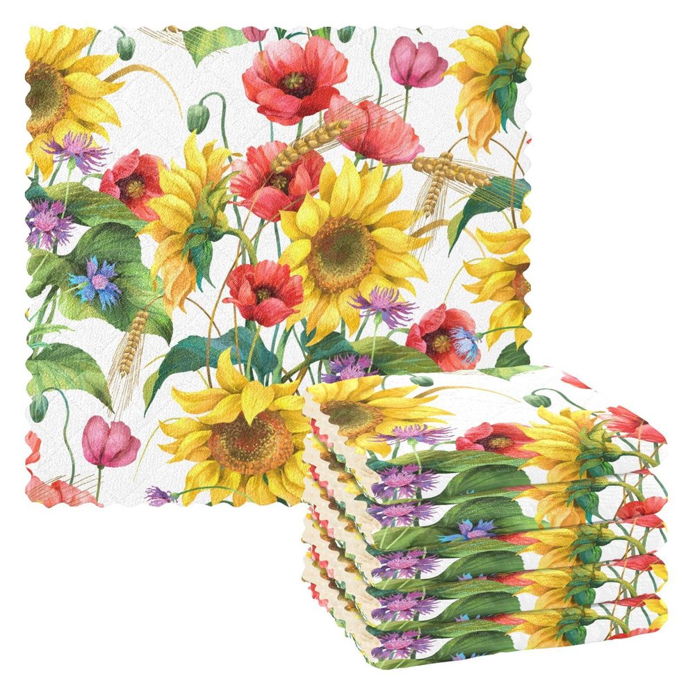 Sunflower Microfiber Swedish Dishcloths, 6-Pack, Reusable