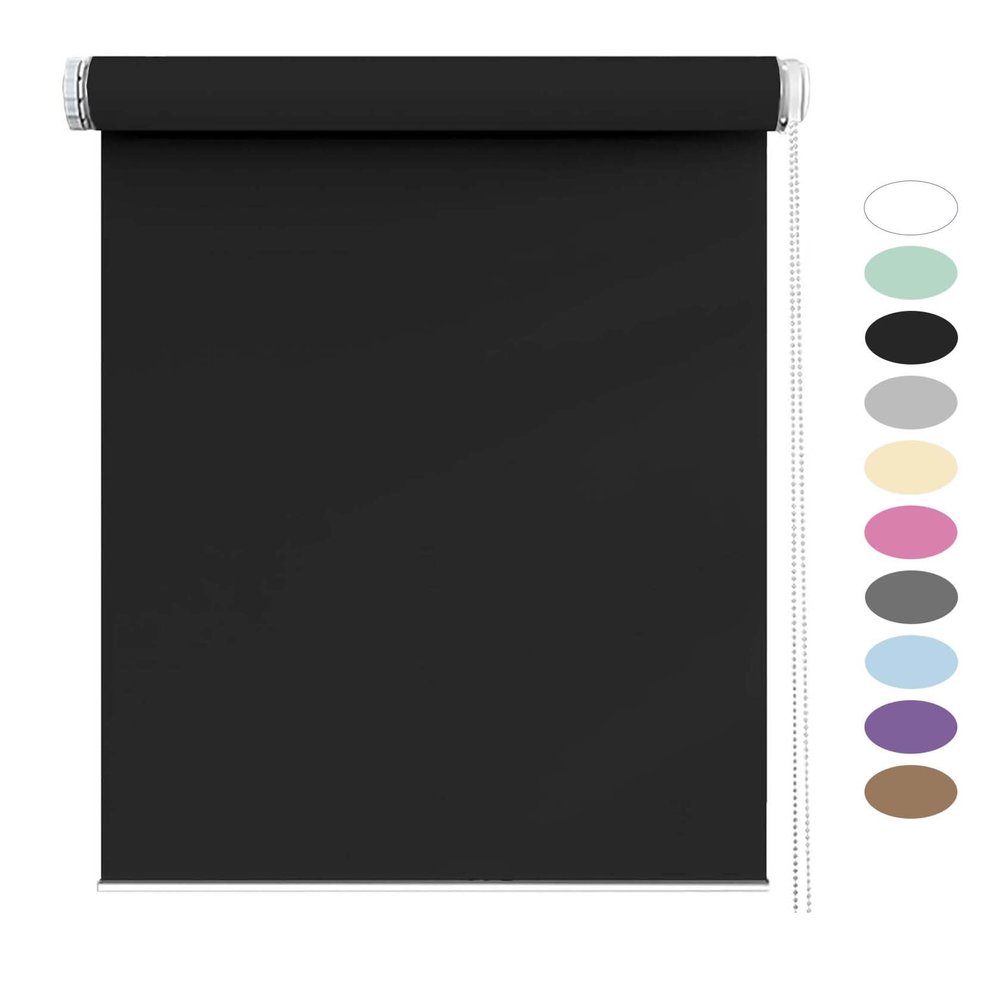 Thermal Blackout Roller Blind 50 x 130 cm, Black