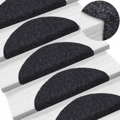 LAPOOH Self-Adhesive Stair Mats, 5-Piece Set, Black, 56 x 17 x 3 cm