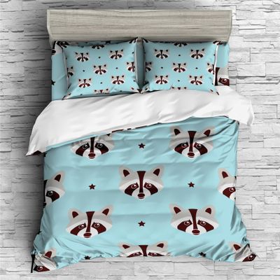 REALIN Raccoon Rainforest Bedding Set, 4-Piece, Double 200 x 200 cm