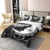 Boho Moth 100% Cotton Duvet Cover Set, 220 x 240 cm, Black and White Sun & Moon, Gothic Moth Skull, Galaxy Starry Sky Tribal Mandala view 3