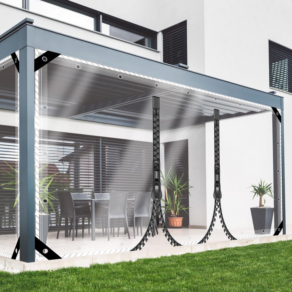 SSFMSF Transparent Tarp with Two Zippers, 0.8 × 14.5 m, 400 g/m
