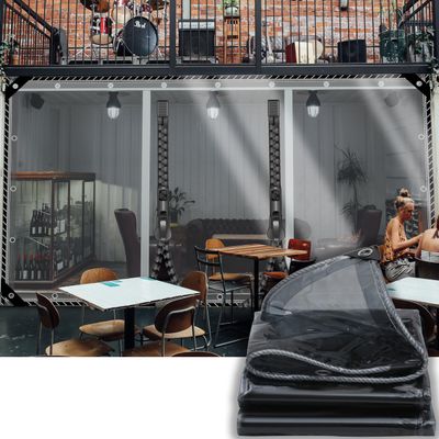 SSFMSF Transparent PVC Tarp with Two Zippers, 1.5 x 10.5 m, 400 g/m²