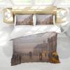 DINGSION John Atkinson Grimshaw Style 3-Piece Duvet Cover Set, The Broomielaw Glasgow, 135 x 200 cm view 1