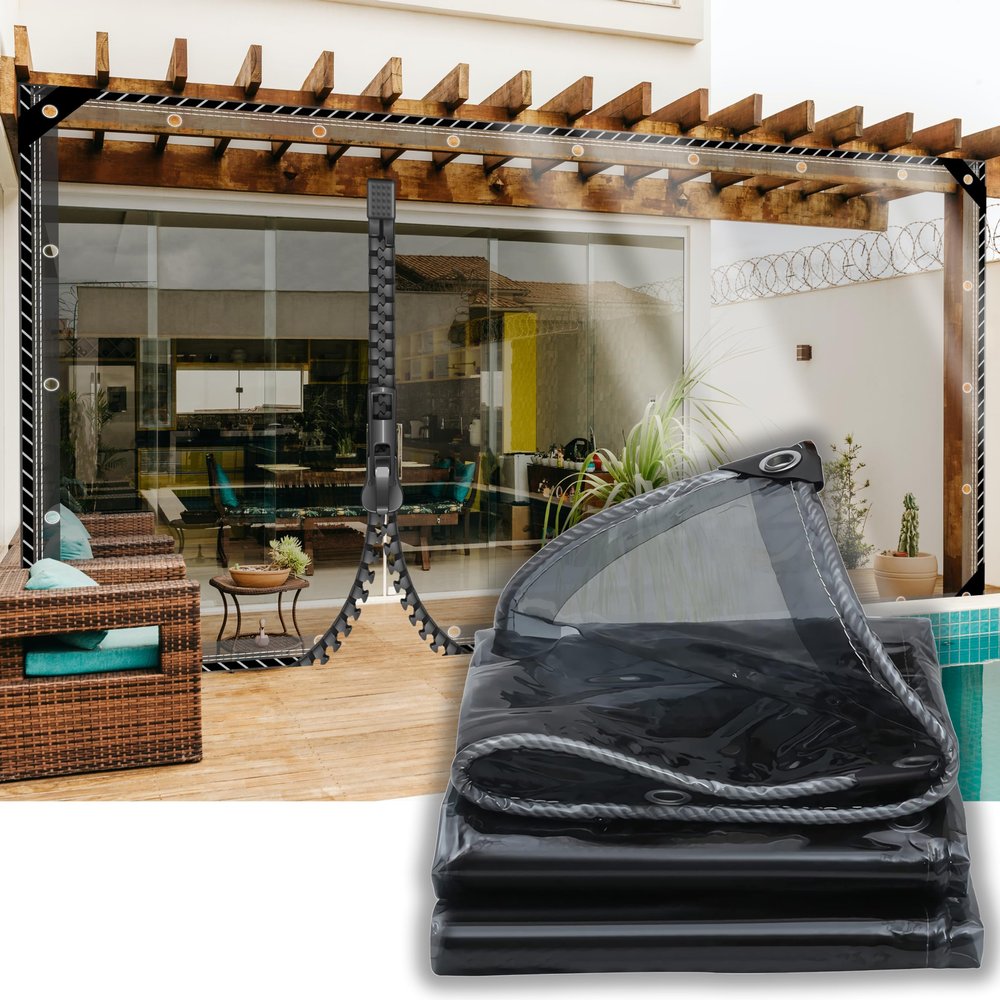 SSFMSF Transparent PVC Tarp with Zipper, 0.5 × 19 m, 400 g/m²