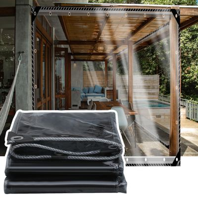 TMGJShd Foldable Transparent Perforated PVC Tarp with UV Protection, 6.5 × 7.5 m, 400 g/m