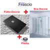 Vulcano Line Extra Slim Black Shower Tray 90 x 165 cm + Shower Enclosure 90 x 165 cm, 200 cm High view 2