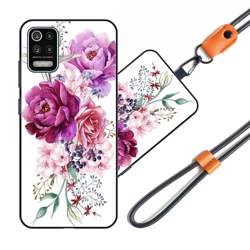 JEZSTHAI Case Compatible with LG K62, Slim Patterned Silicone Case with Detachable Neck Strap, A02