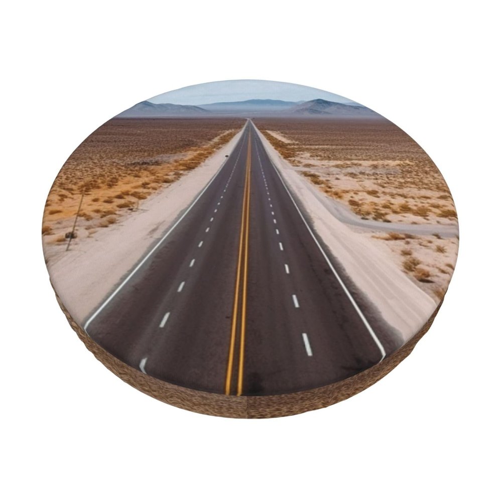 Freeway Highway Road in the Desert Round Bar Stool Cover