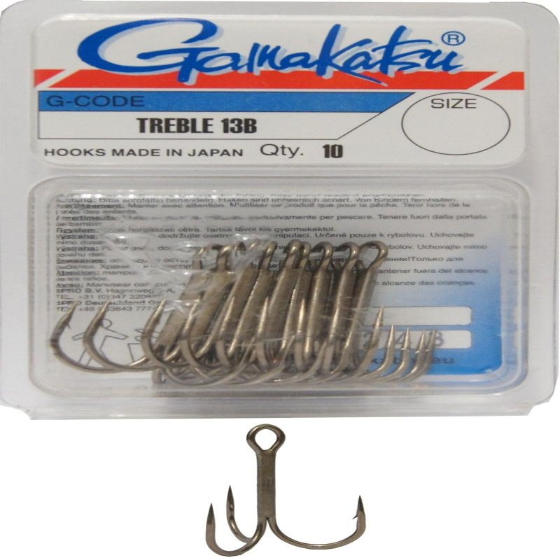 Gamakatsu Treble 13 Hooks, Size 4, Blackened Finish
