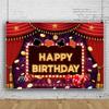 Ttincceer Happy Birthday Photography Backdrop, 150 x 100 cm, Red Casino Poker Dice, Gold Coins and Stars view 1