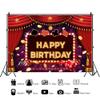 Ttincceer Happy Birthday Photography Backdrop, 150 x 100 cm, Red Casino Poker Dice, Gold Coins and Stars view 2