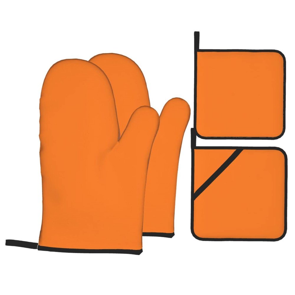 Beauty Burnt Orange Oven Mitt and Potholder Set, 4-Piece