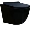 Bati Initio Rimless Wall-Hung Toilet Set, Matte Black Bowl, White Design Flush Plate view 3