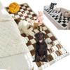 Cream Fluffy Plaid Pet Mat and Couch Cover view 1