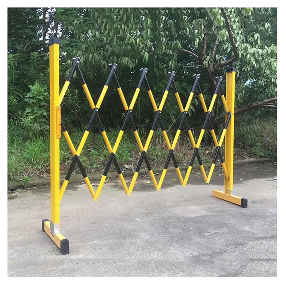 WUZM Retractable Portable Safety Barrier, Steel Scissor Gate Fence for Driveways and Construction, Yellow/Black, 1.2 x 5 m