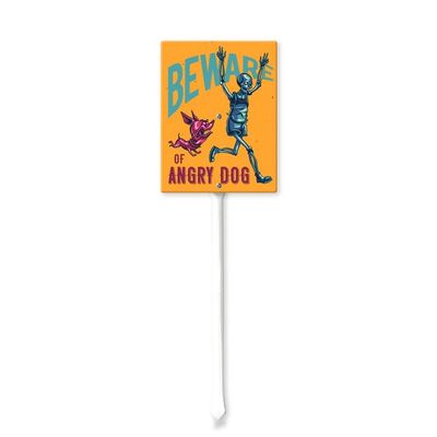 Horienteeon Halloween Decoration "Beware of Angry Dog" Yard Sign with Stake, Aluminum, Rust-Resistant, 17.5 x 22 cm
