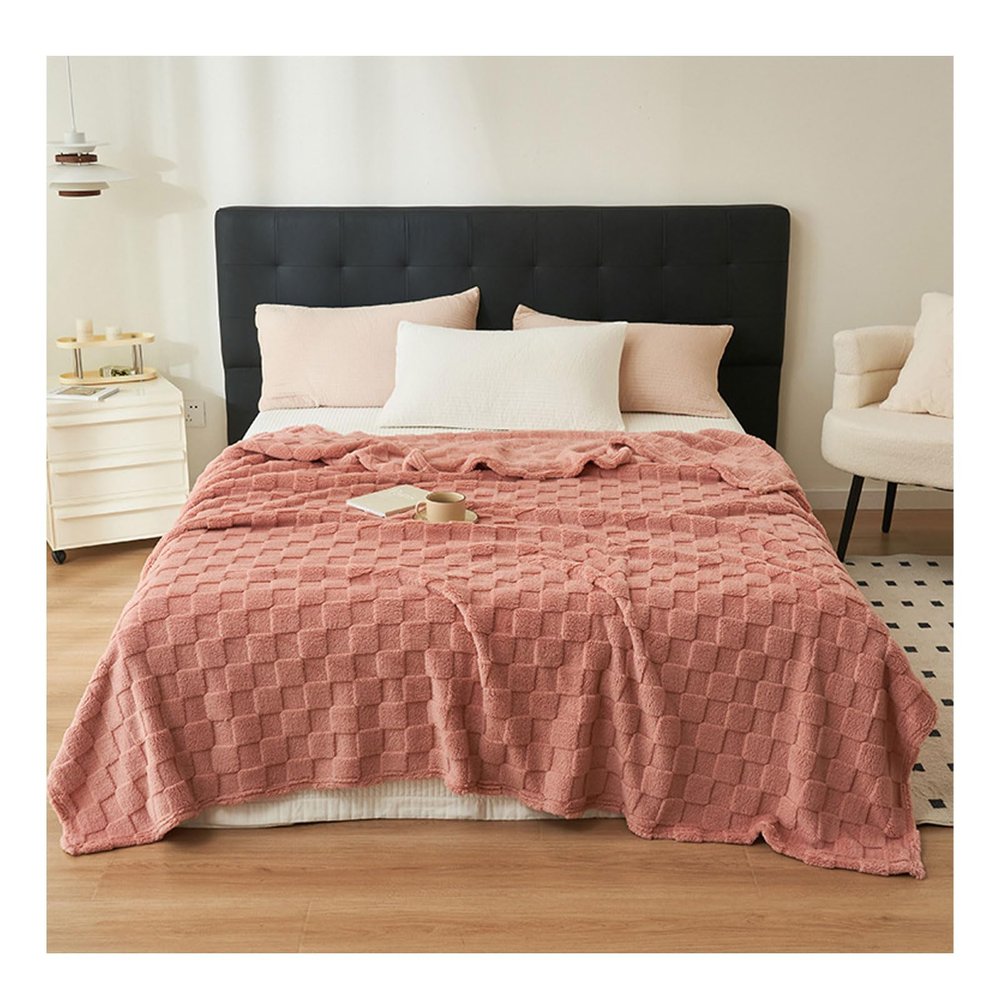 Dxcaicc Sherpa Fleece Throw Blanket, Dark Pink, 150 x 200 cm