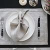 Varvara Home 4 Linen Napkins & 4 Placemats, Hemstitch, Beige, Farmhouse Style, 8-Piece Set view 3