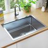 Handmade Stainless Steel Kitchen Sink with Strainer, Silver view 1