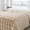 Fudaiki Faux Fur Plaid Sherpa Fleece Throw Blanket, Beige, 70 x 100 cm view 2