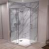 Shower Enclosure 80 x 150 cm, Corner Entry, Chrome Profile, Clear Tempered Glass, 200 cm High view 2