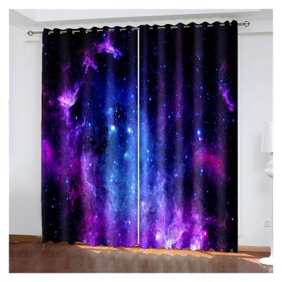 3D Galaxy Space Universe Blackout Curtains, 2-Piece Set, Color 14, Grommet Top