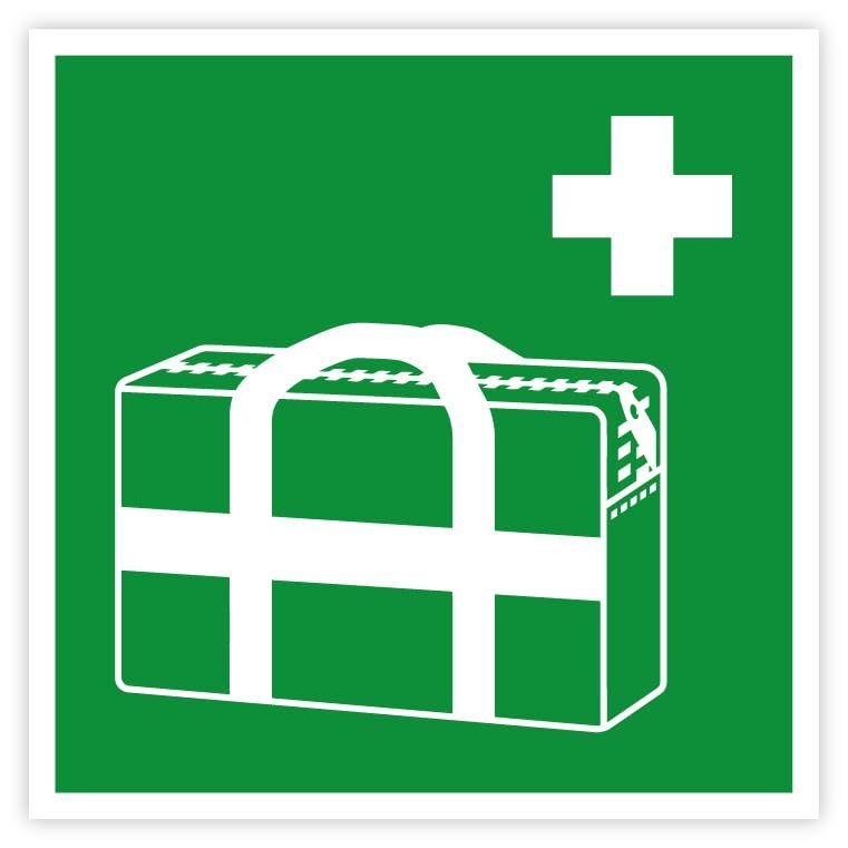 Medical Emergency Kit Rescue Sign Sticker, ISO 7010 E027, Self-Adhesive Film, 15 x 15 cm