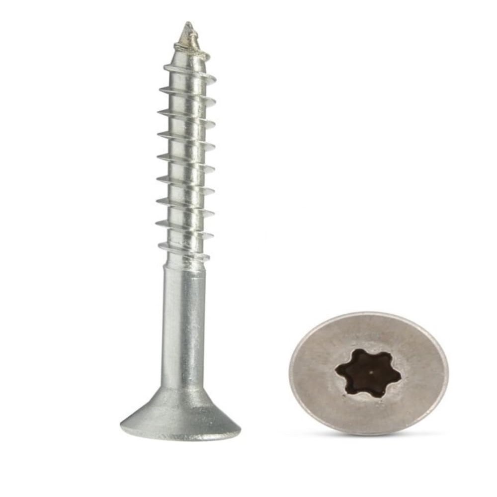 Zapados A2 Stainless Steel Wood Screws, Torx TX, Countersunk, Partial Thread, 4 x 30/20 mm, 100-Pack