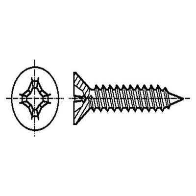 200x 1376950 Screw 3.5 x 22 mm, Phillips Countersunk Head, Zinc-Plated Steel, PH2 BOSSA