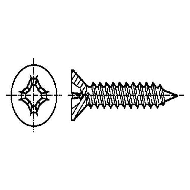 200x 1376950 Screw 3.5 x 22 mm, Phillips Countersunk Head, Zinc-Plated Steel, PH2 BOSSA