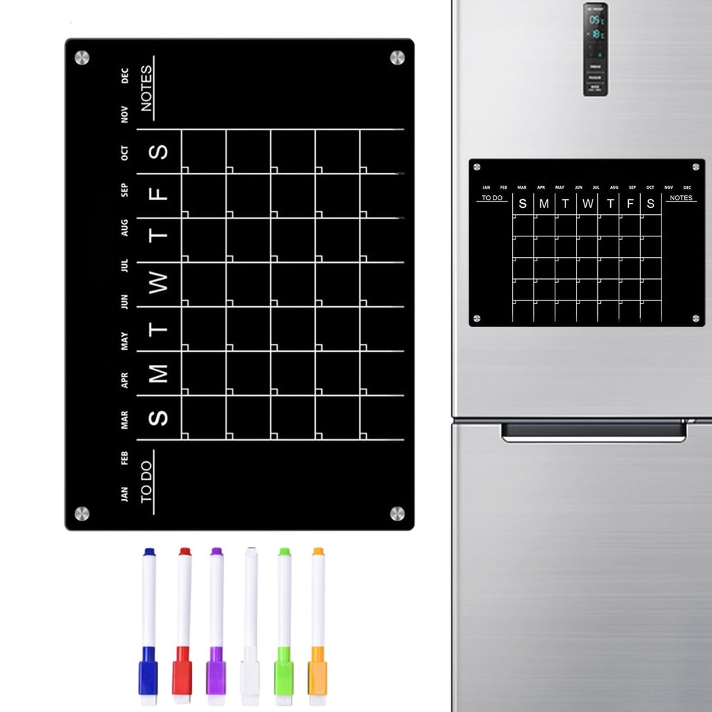 Niktule Refrigerator Meal Planning Board, Reusable Acrylic Weekly Planner Set