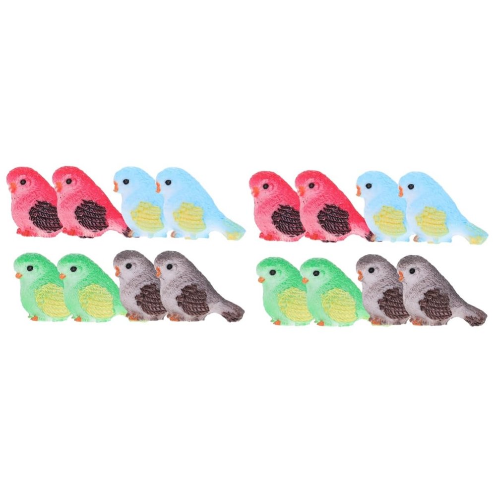 Yardwe 16-Piece Cute Resin Bird Ornaments for Garden and Home Decor