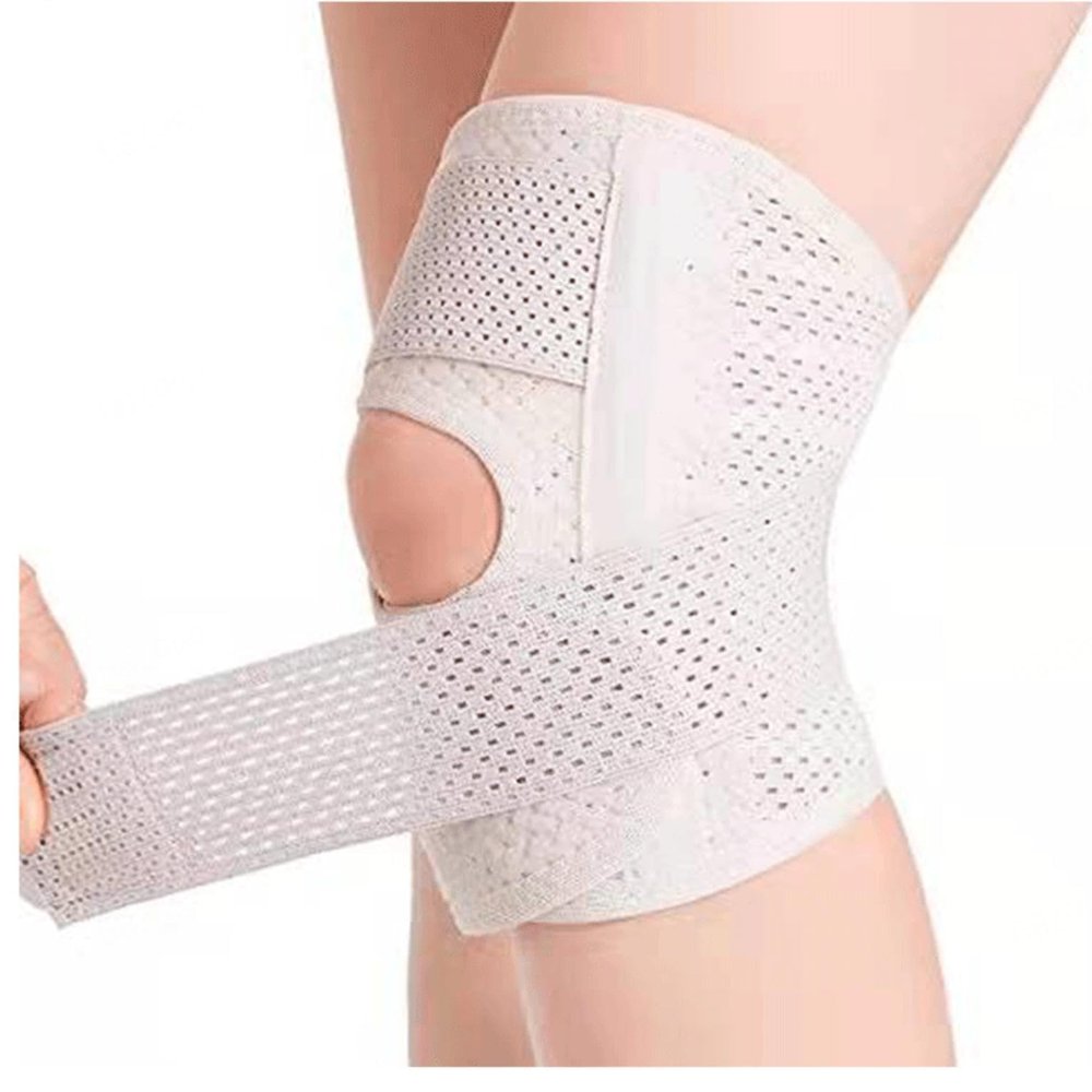 VIDECOR Knee Brace for Men and Women, Adjustable Support with Side Stabilizers, White-L